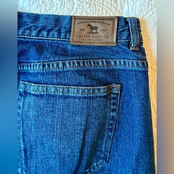 Ralph Lauren Elegant Dark Blue Flare Jeans with embroidered legs. size 14 - Picture 3 of 8